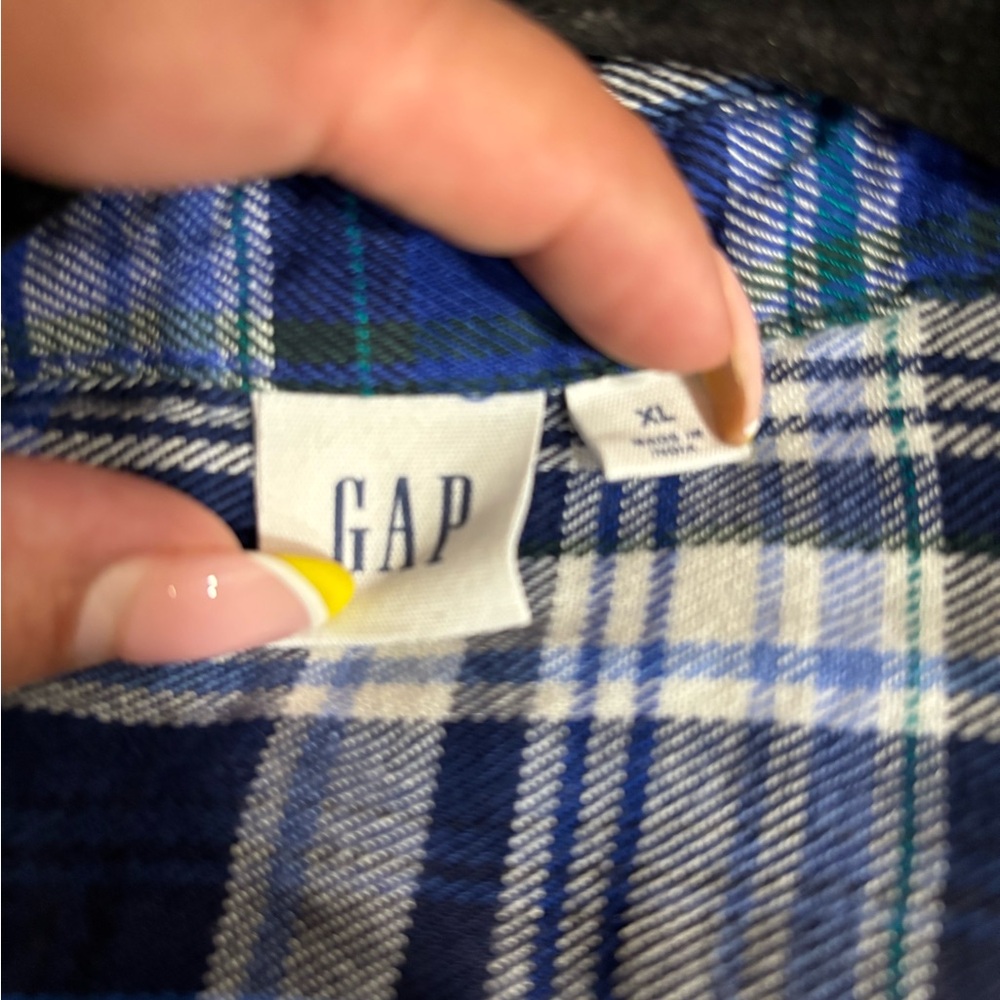 GAP Blue Plaid Women's Blouse - Picture 4 of 5